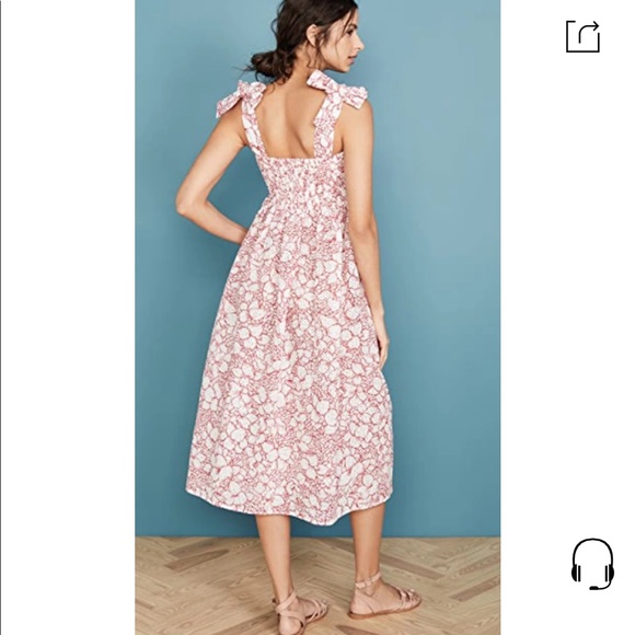 Marysia Swim Dresses & Skirts - Marysia Sicily Smocked Floral-print Perforated Cotton Midi Dress In White XS